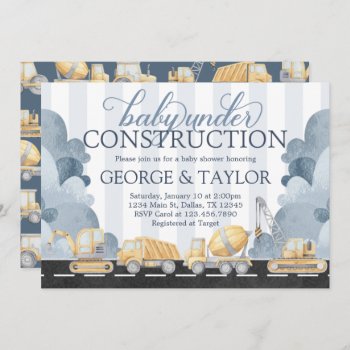 Construction Baby Shower Invitation Invite by PerfectPrintableCo at Zazzle