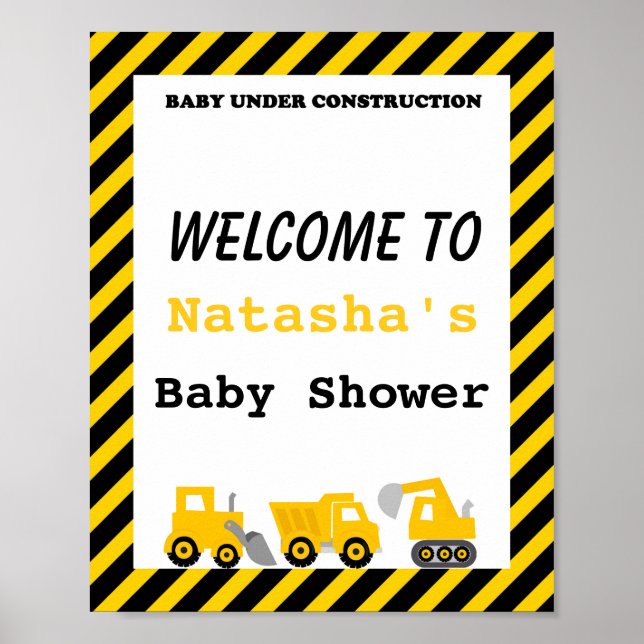 Construction Baby Shower Poster (Front)