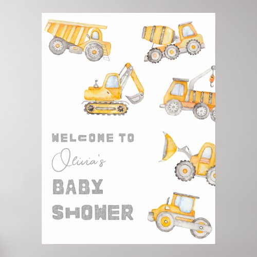 Construction Baby Shower Welcome Poster