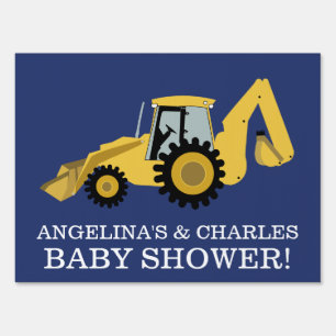 Construction Backhoe Baby Shower Yard Sign