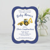 Construction Backhoe Boy Baby Shower Invitation (Standing Front)