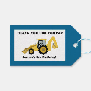 Construction Backhoe Custom Gift Favor Tag