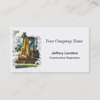 Construction Backhoe Illustration Business Card by AJsGraphics at Zazzle