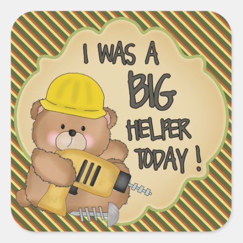 Construction Bear Big Helper Award Sticker
