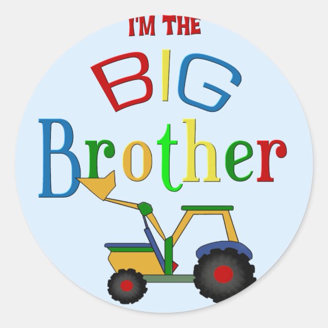 Construction Big Brother To Be Classic Round Sticker (Front)