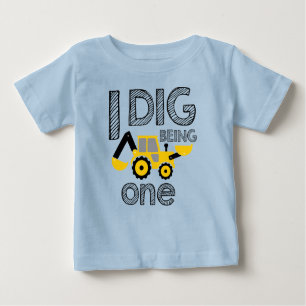 Construction Birthday 1st Birthday I Dig Being One Baby T-Shirt