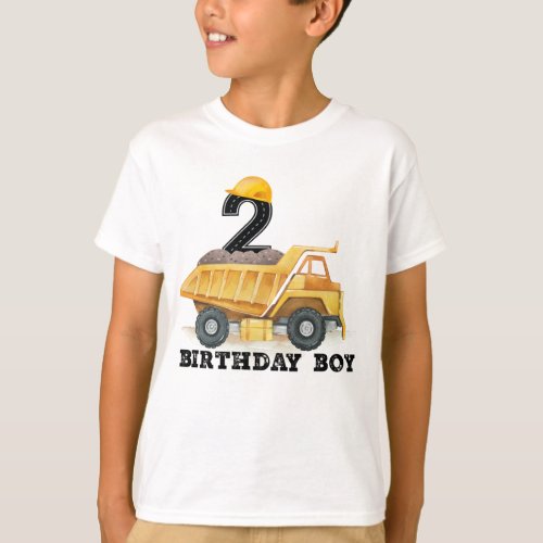 Construction Birthday 2nd Birthday Boy Dump Truck T_Shirt