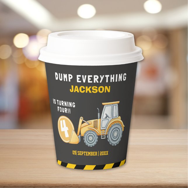 Construction Birthday 4th | Dump Truck Party Paper Cups (Creator Uploaded)