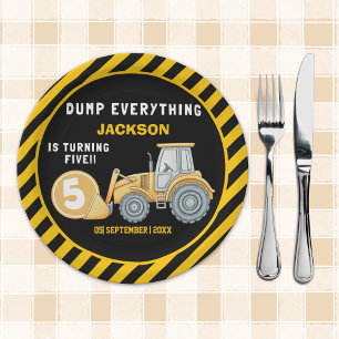 Construction Birthday 5 Party   Excavator Paper Plates