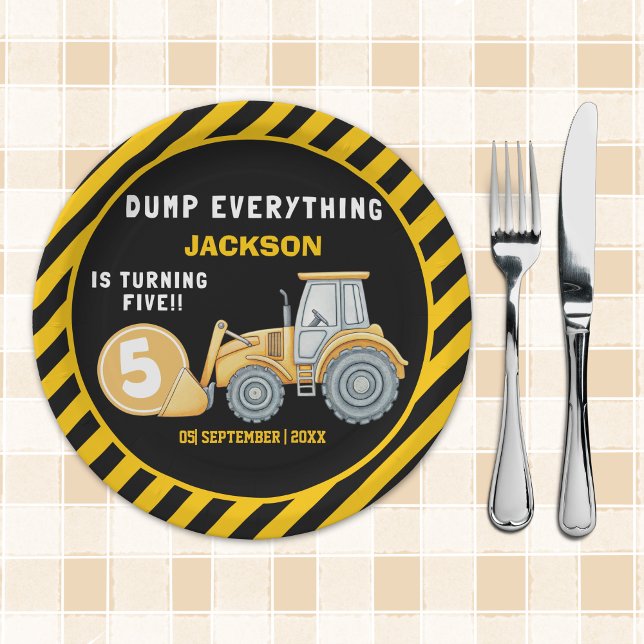Construction Birthday 5 Party | Excavator Paper Plates (Creator Uploaded)