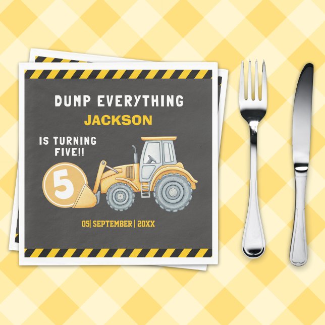 Construction Birthday 5 Party  | Excavator & Truck Napkins (Creator Uploaded)