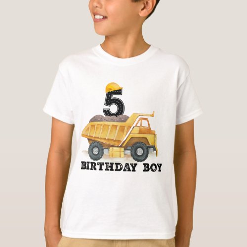 Construction Birthday 5th Birthday Boy Dump Truck T_Shirt