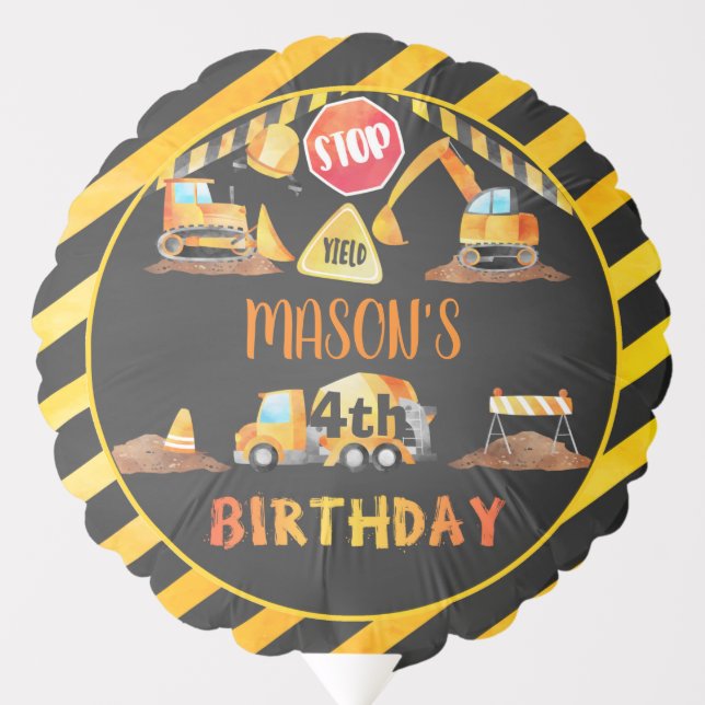 Construction Birthday Balloon - Custom BL (Front)