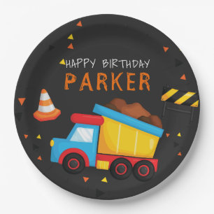 Construction Birthday Chalkboard Paper Plates