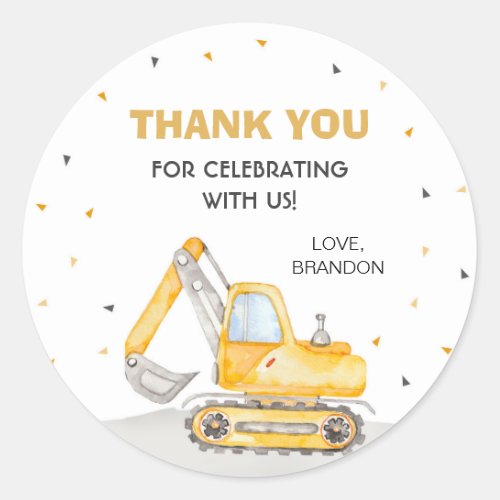 Construction Birthday Classic Round Sticker