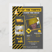Construction Birthday | Dump Truck Bull Dozer Invitation (Front)