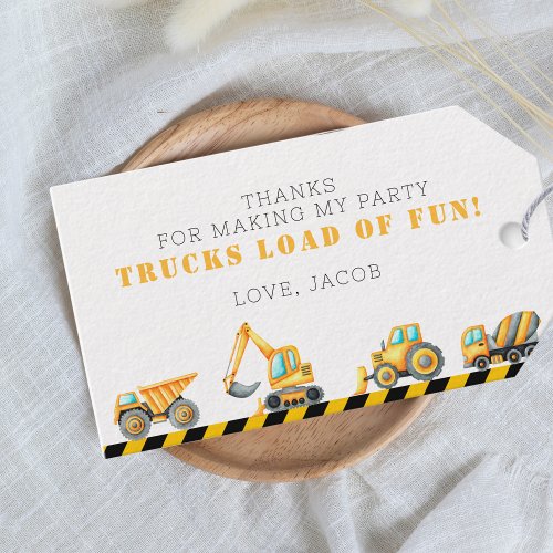 Construction Birthday Dump Truck Digger Photo Gift Tags