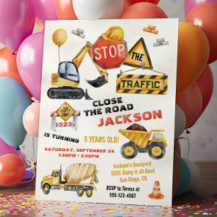 Construction Birthday Dump Truck Invitation