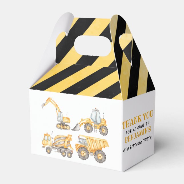 Construction Birthday Dump Truck Party Favor Boxes (Front Side)