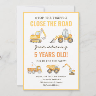 Construction Birthday Dump Truck Party Invitation