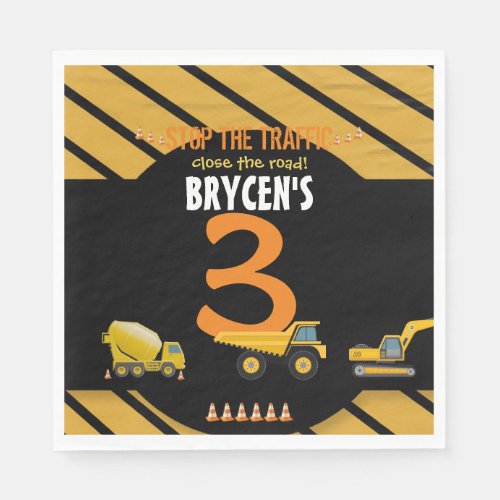 Construction Birthday Dump Truck Party Napkins