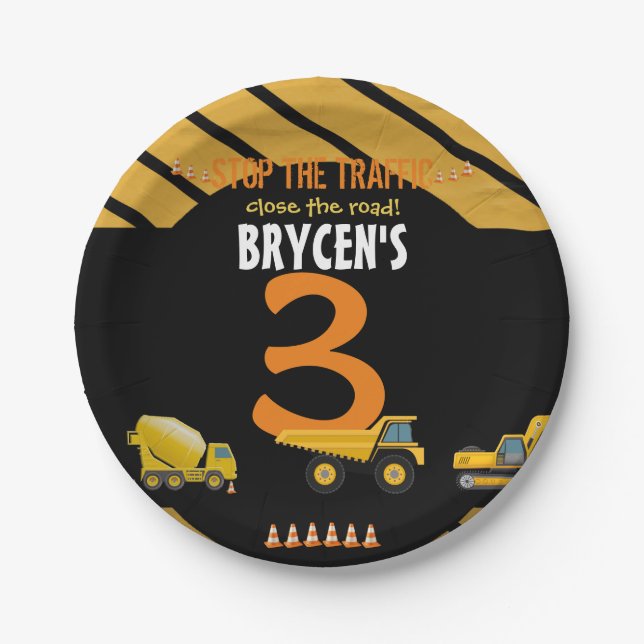 Construction Birthday Dump Truck Party  Paper Plat Paper Plates (Front)