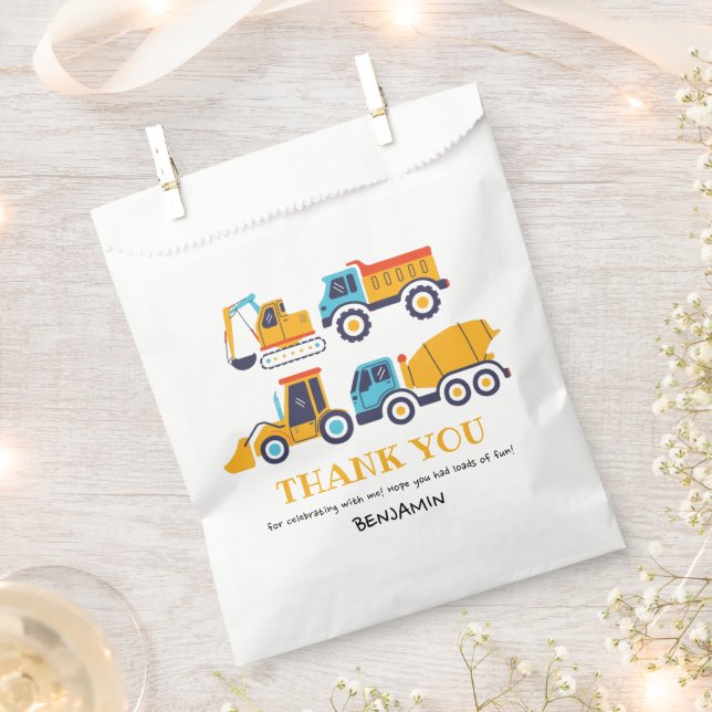 Construction Birthday Dump Truck Party Thank You Favor Bag (Clipped)