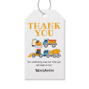 Construction Birthday Dump Truck Party Thank You Gift Tags