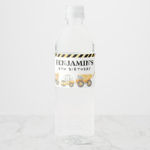 Construction Birthday Dump Truck Party Water Bottle Label