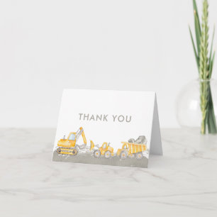 Construction Birthday Dump Trucks Birthday Letterpress Thank You Card