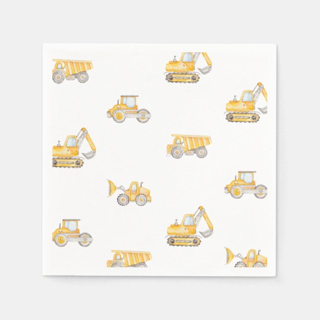 Construction Birthday Dump Trucks Birthday Napkins (Front)