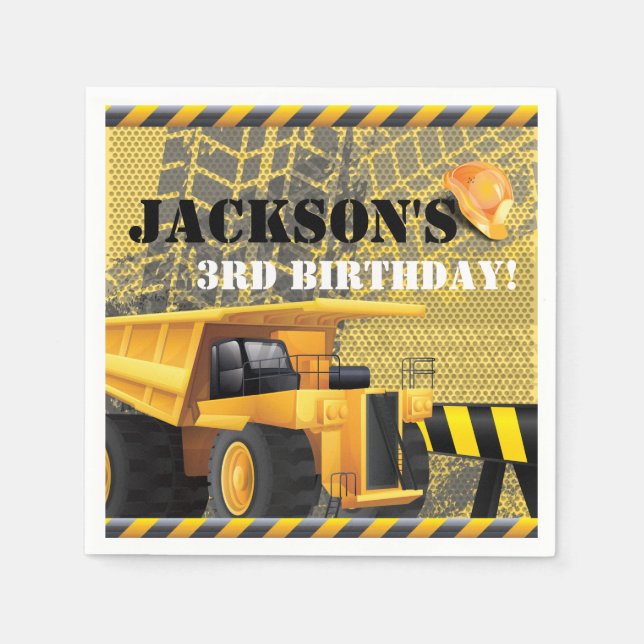 Construction Birthday dumper party Napkins (Front)