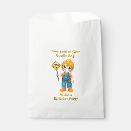 Construction Birthday Favor Bag Editable