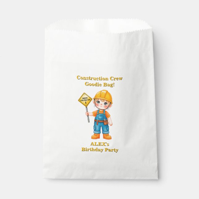 Construction Birthday Favor Bag Editable (Front)
