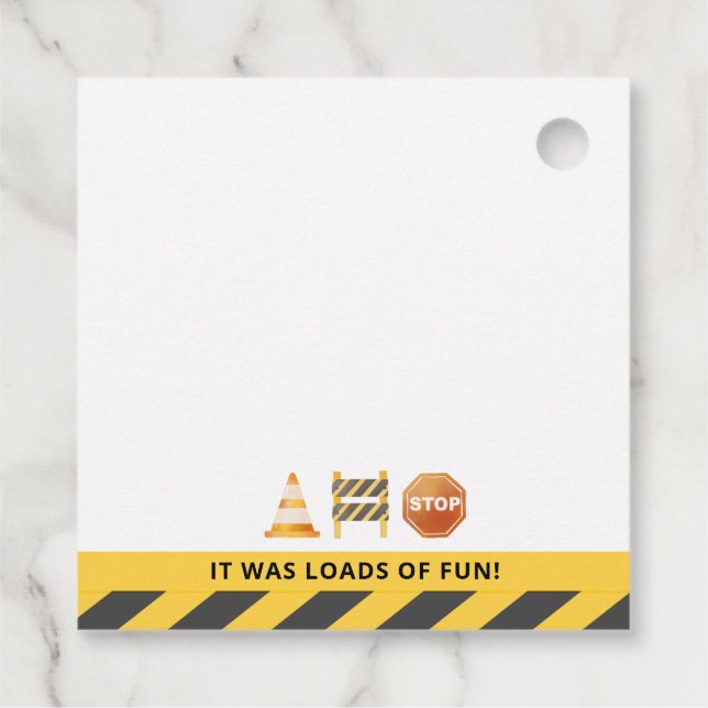 Construction Birthday Favor Tags (Back)