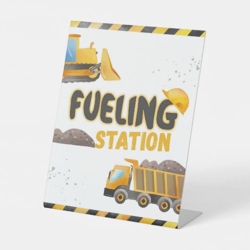 Construction Birthday _ Fueling Station  Pedestal Sign