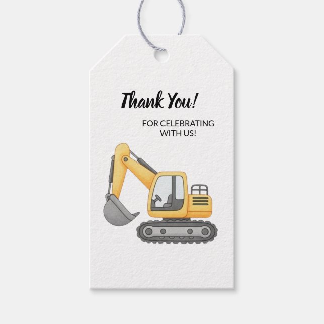 Construction Birthday Gift Tag | Party Favor (Front)