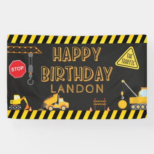 Construction Birthday Happy Birthday  Banner