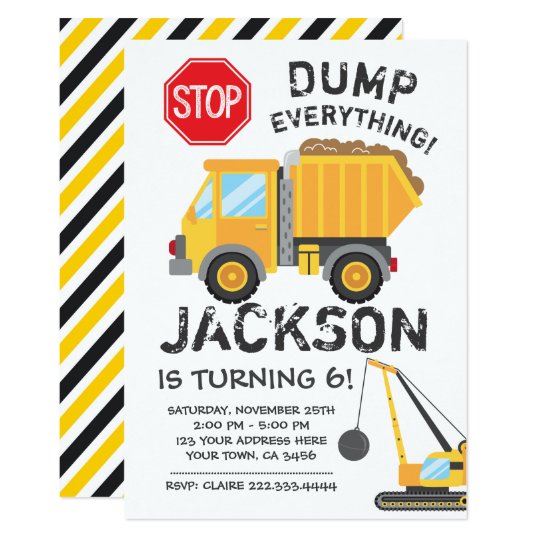 construction birthday invitation zazzle com