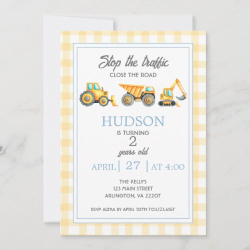 Construction Birthday Invitation