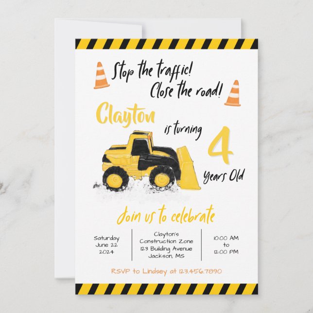 Construction Birthday Invitation (Front)