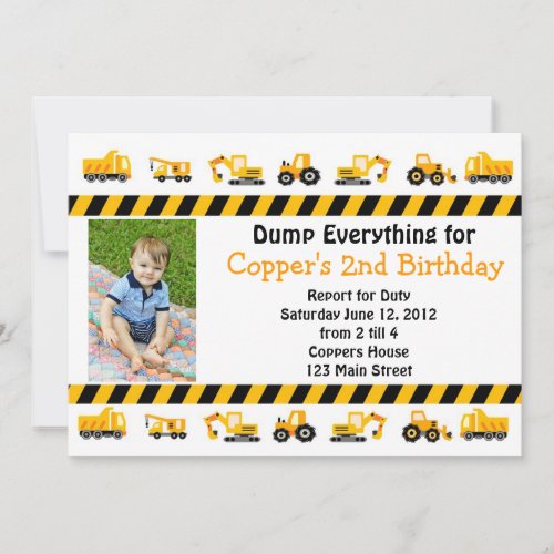 Construction Birthday Invitation