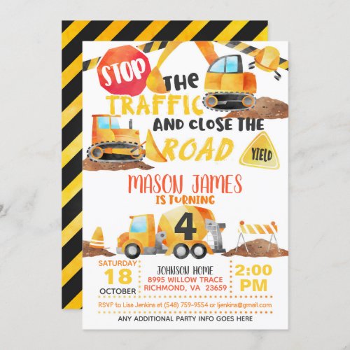 Construction Birthday Invitation