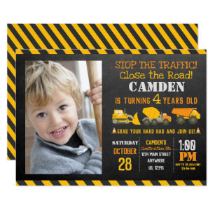 construction birthday invitations zazzle