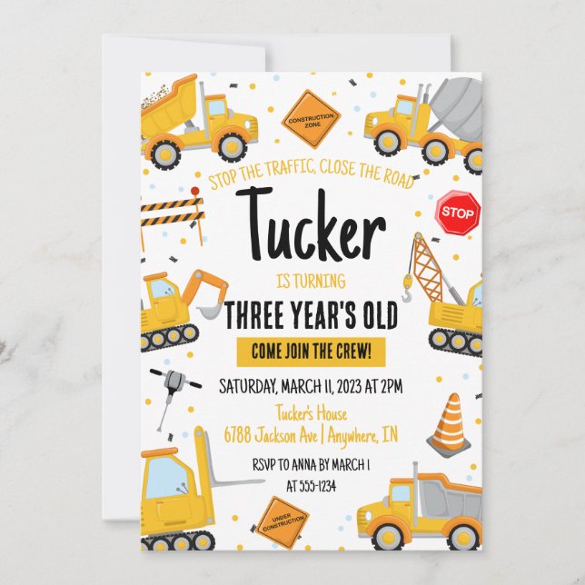Construction Birthday Invitation (Front)
