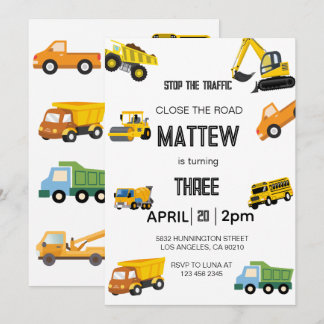 Construction Birthday Invitation