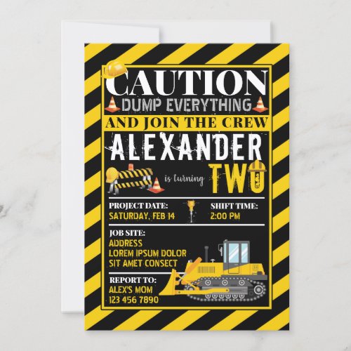 Construction Birthday Invitation