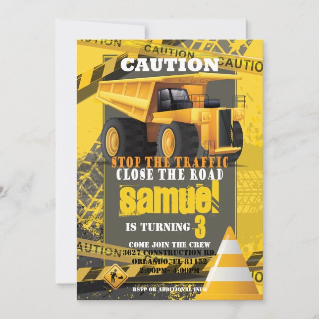 Construction Birthday Invitation (Front)