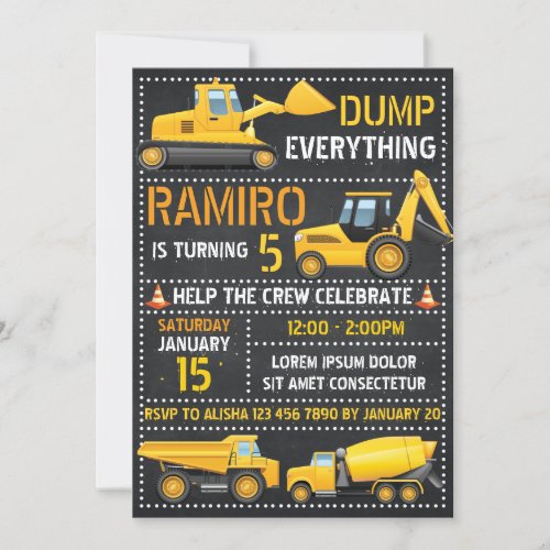 Construction Birthday Invitation