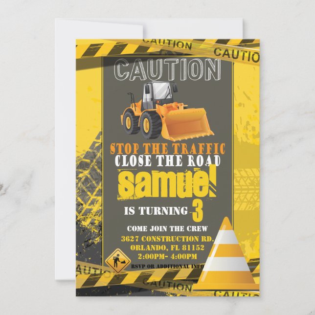 Construction Birthday Invitation (Front)